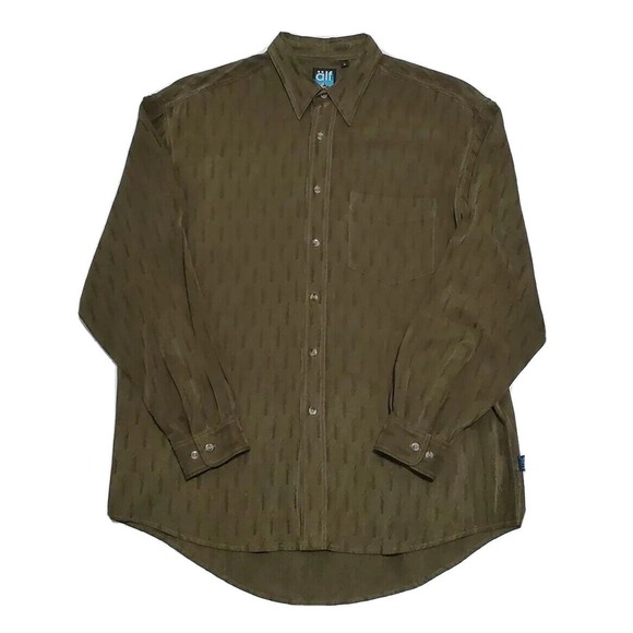 Vintage Kuhl‎ "Alf" (Men's Large) Long Sleeve Button Front Shirt Green Tencel - Picture 1 of 10